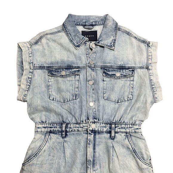 Blank NYC Light Wash Denim Short Sleeve Romper LARGE NWT - Picture 6 of 16
